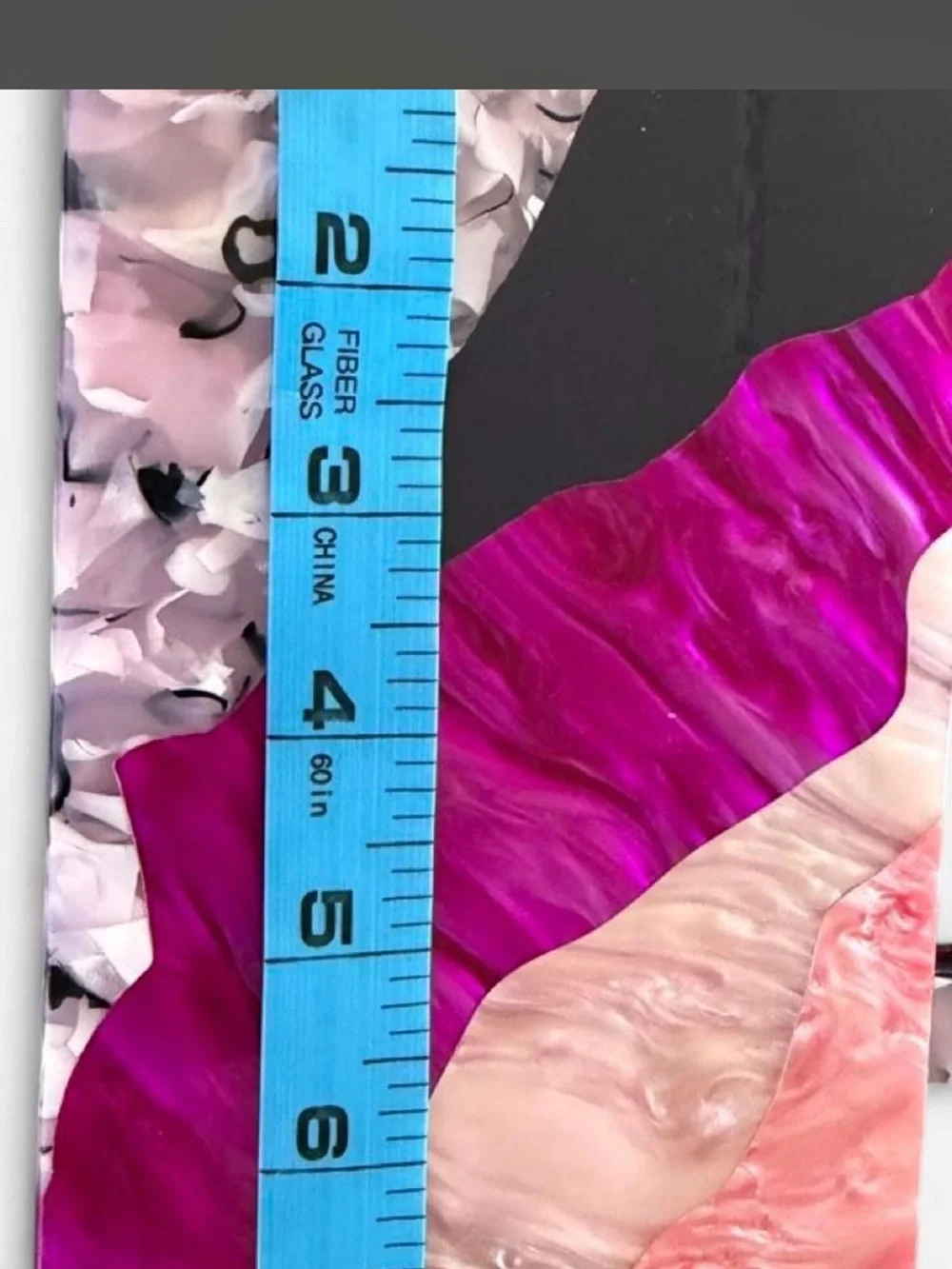 Olga Berg Multicolor Resin Wave-Panel Clutch in Pink, Purple & Cream